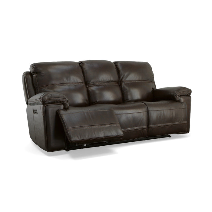 Fenwick Dark Chocolate Leather Power Reclining Sofa with Power Headrests