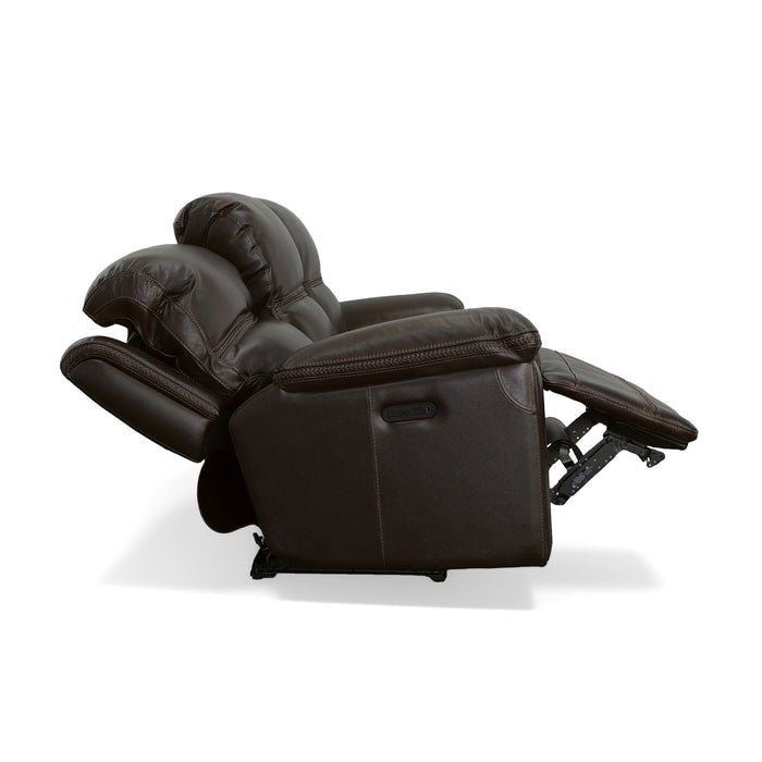 Fenwick Dark Chocolate Leather Power Reclining Sofa with Power Headrests