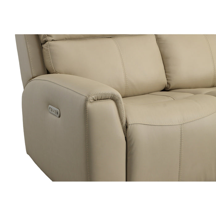 Jarvis Parchment Leather Power Reclining Sofa with Power Headrests