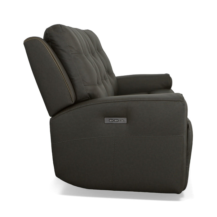 Iris Charcoal Leather Power Reclining Sofa with Power Headrests