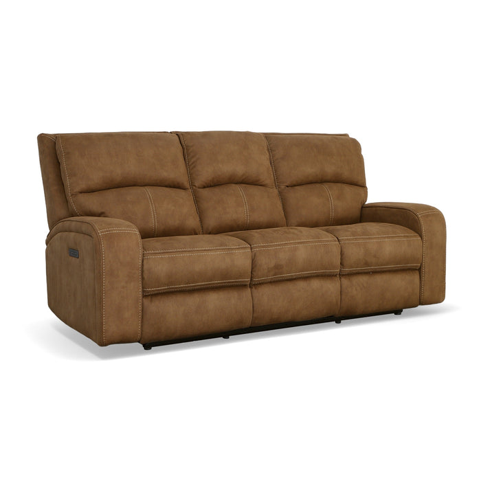 Nirvana Cocoa Fabric Power Reclining Sofa with Power Headrests