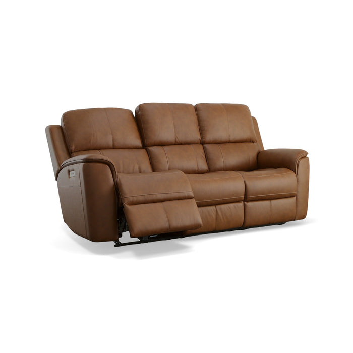 Henry Caramel Leather Power Reclining Sofa with Power Headrests & Lumbar