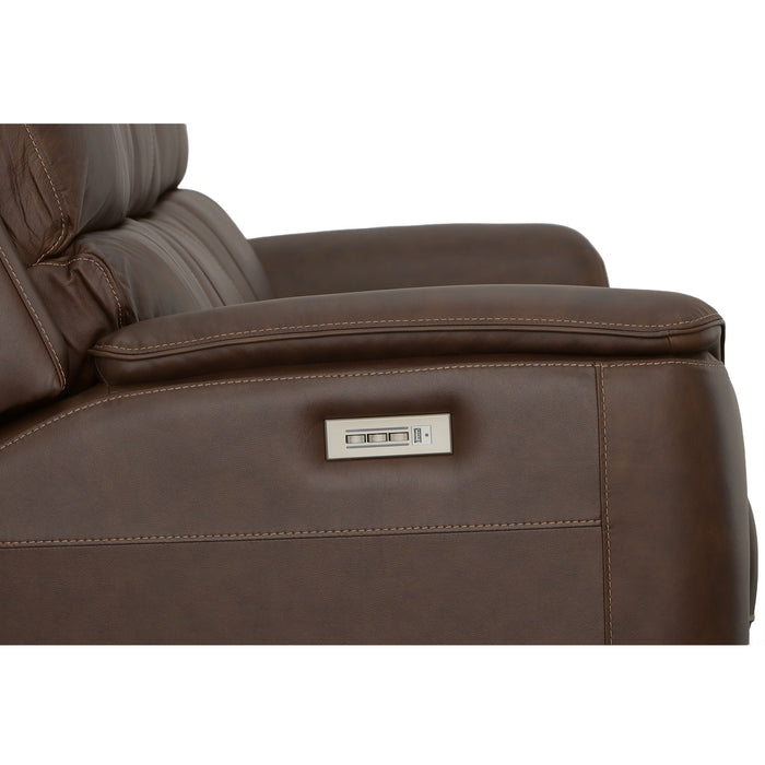 Henry Burnt Umber Leather Power Reclining Sofa with Power Headrests & Lumbar