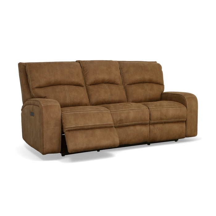 Nirvana Cocoa Fabric Power Reclining Sofa with Power Headrests