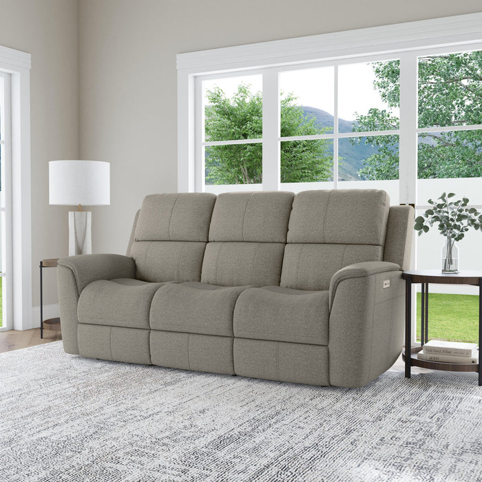 Henry Fog Fabric Power Reclining Sofa with Power Headrests & Lumbar