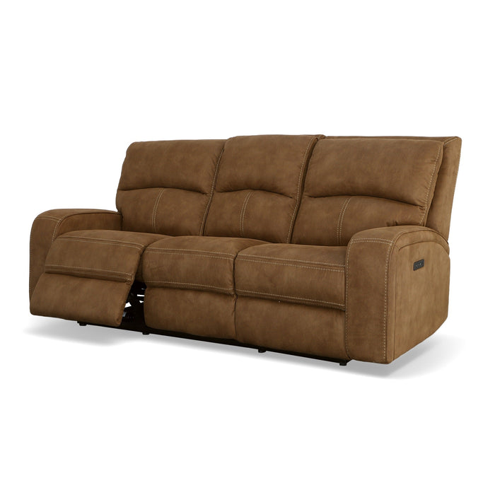 Nirvana Cocoa Fabric Power Reclining Sofa with Power Headrests