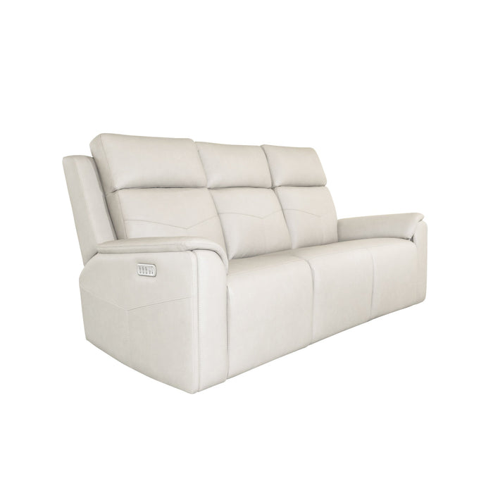 Vernon Dove Grey Fabric Power Reclining Sofa with Power Headrests, Lumbar, Heat & Massage