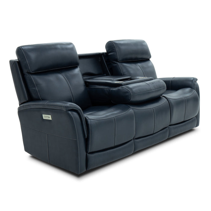 View Leather Power Reclining Sofa with Console, Power Headests & Lumbar