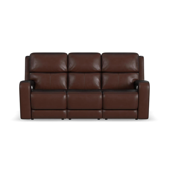 Oasis Truffle Leather Power Reclining Sofa with Power Headrests, Lumbar, Heat & Massage