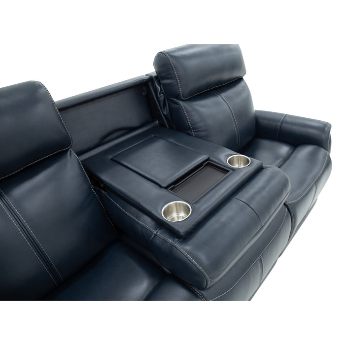 View Leather Power Reclining Sofa with Console, Power Headests & Lumbar