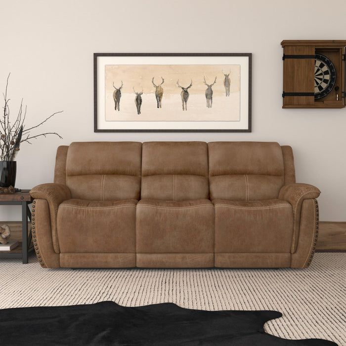 Beau Silt Fabric Power Reclining Sofa with Power Headrests