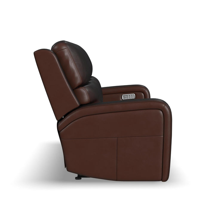 Oasis Truffle Leather Power Reclining Sofa with Power Headrests, Lumbar, Heat & Massage