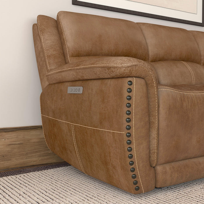 Beau Silt Fabric Power Reclining Sofa with Power Headrests