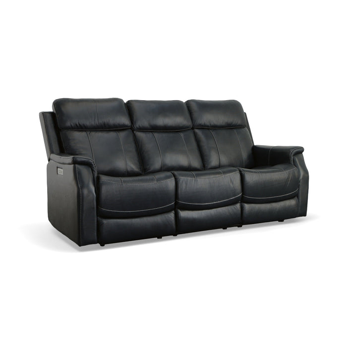 Easton Ocean Leather Power Reclining Sofa with Power Headrests & Lumbar