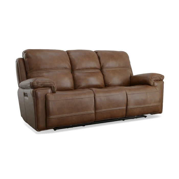 Fenwick Cognac Leather Power Reclining Sofa with Power Headrests