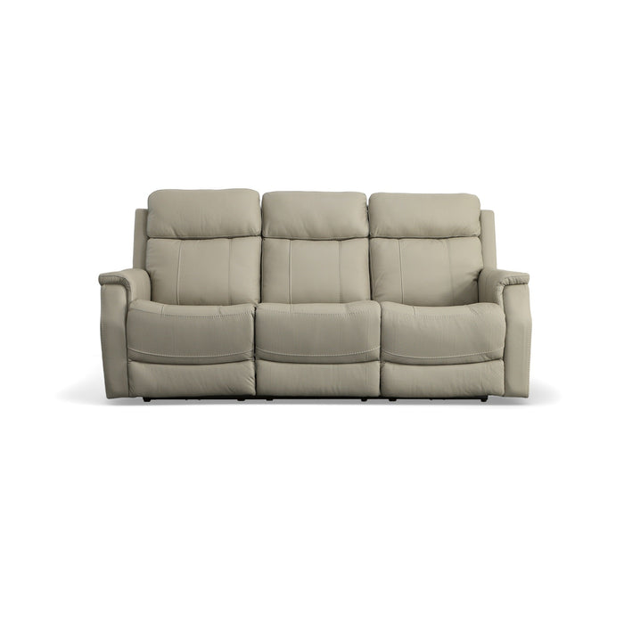 Easton Dove Leather Power Reclining Sofa with Power Headrests & Lumbar