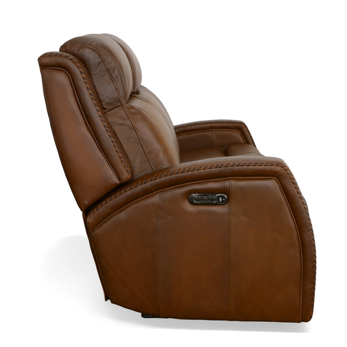 Mustang Rust Leather Power Sofa with Power Headrest