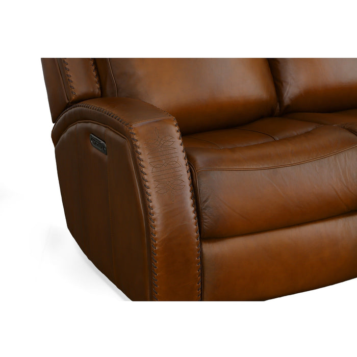 Mustang Rust Leather Power Sofa with Power Headrest