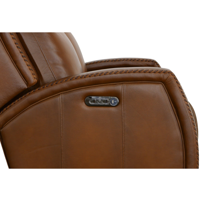 Mustang Rust Leather Power Loveseat with Power Headrest