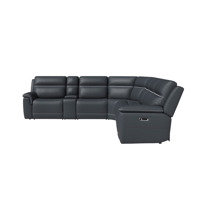 Sawyer Leather Power Reclining Sectional with Power Headrests & Lumbar