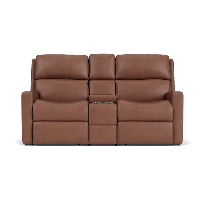 Catalina Leather Reclining Loveseat with Console