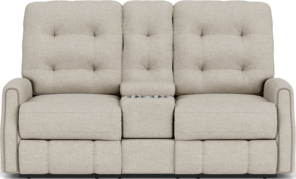 Devon Fabric Reclining Loveseat with Console