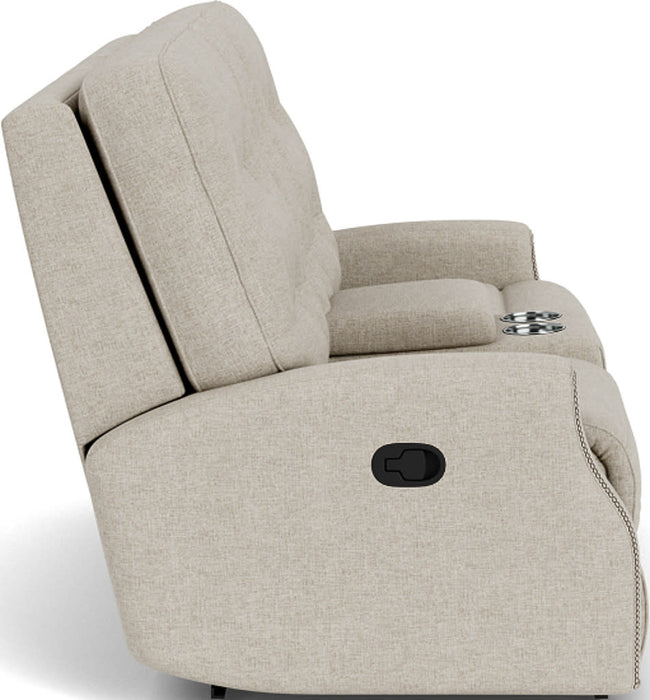 Devon Fabric Reclining Loveseat with Console