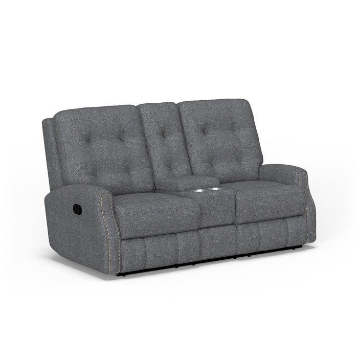 Devon Fabric Reclining Loveseat with Console