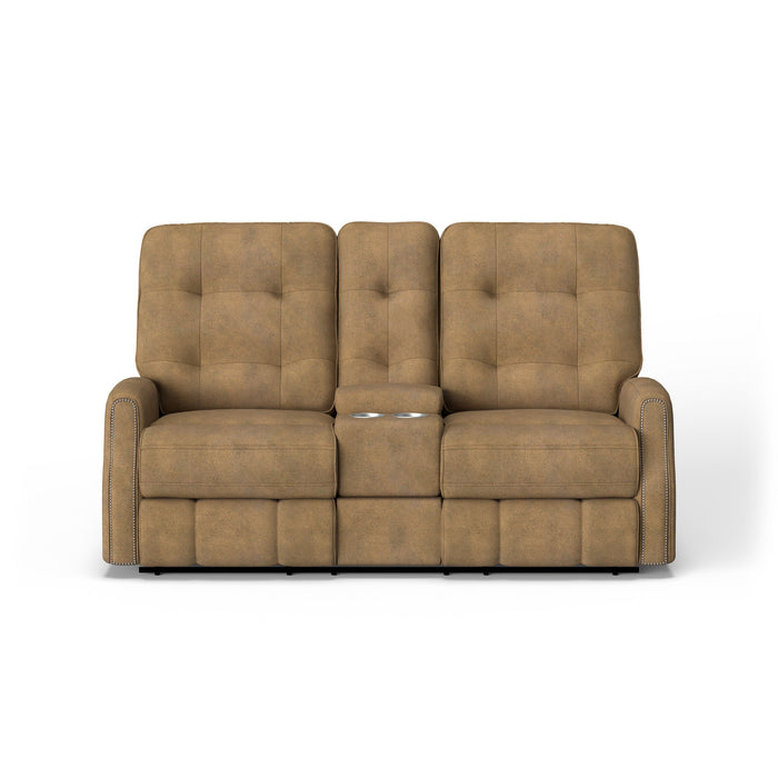 Devon Fabric Reclining Loveseat with Console