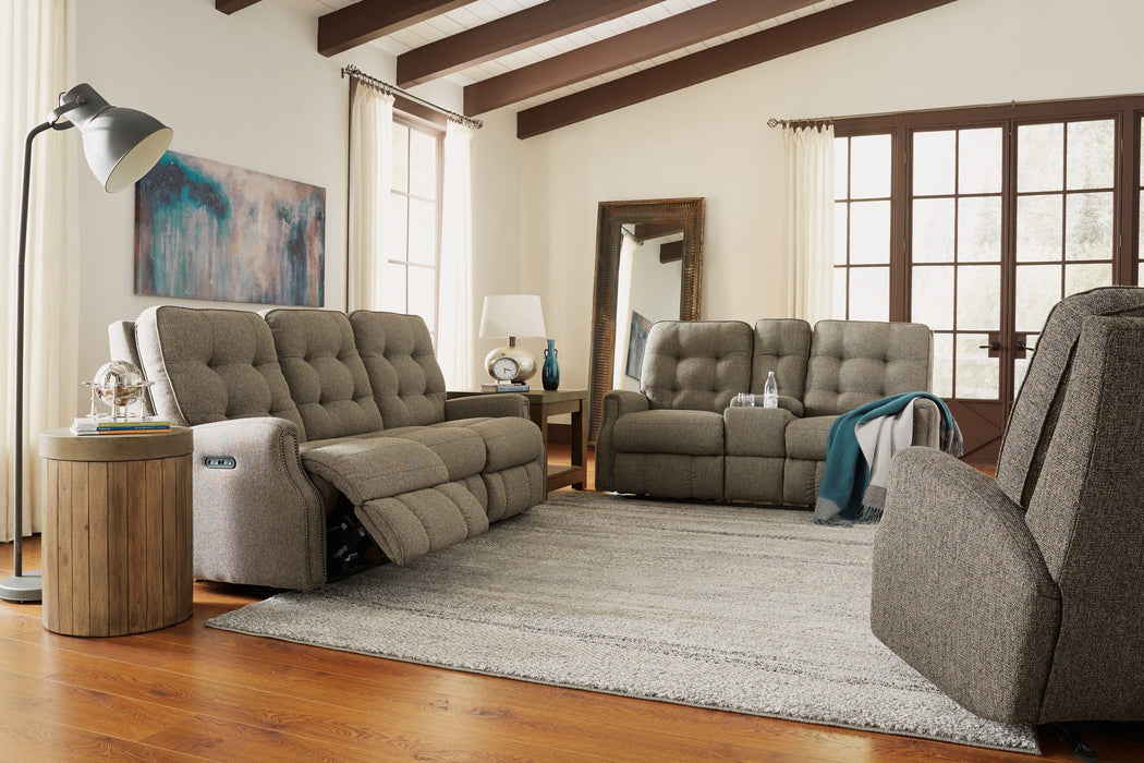 Devon Fabric Reclining Loveseat with Console