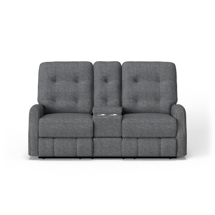 Devon Fabric Reclining Loveseat with Console