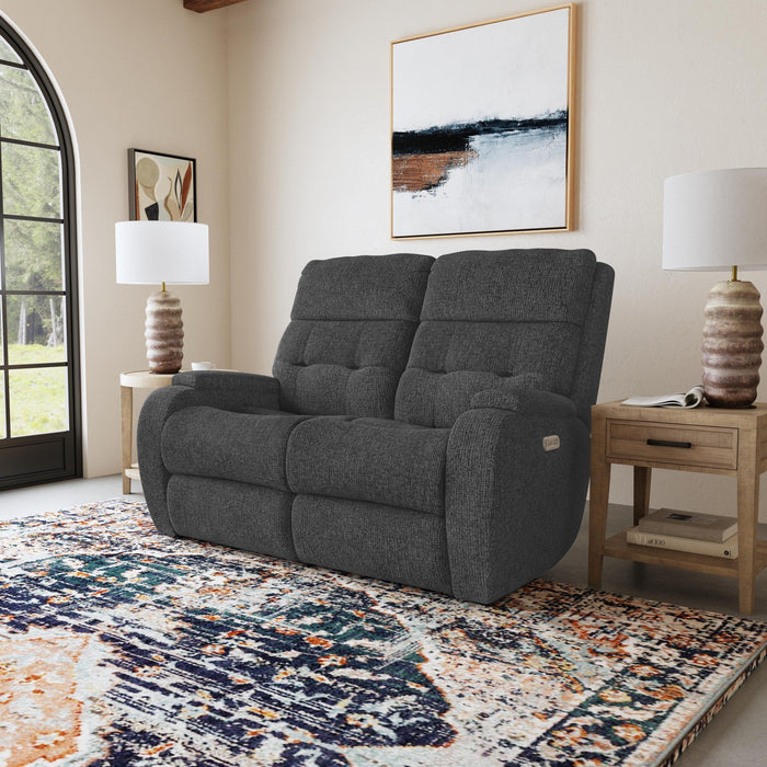 Strait Fabric Power Reclining Loveseat with Power Headrests