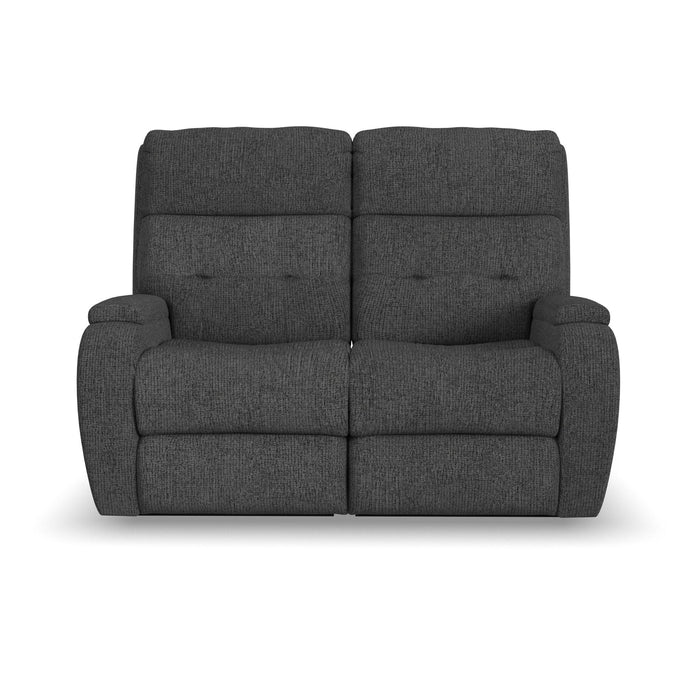 Strait Fabric Power Reclining Loveseat with Power Headrests