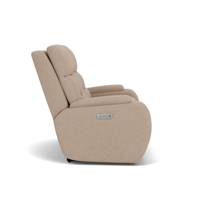 Strait Fabric Power Reclining Loveseat with Power Headrests