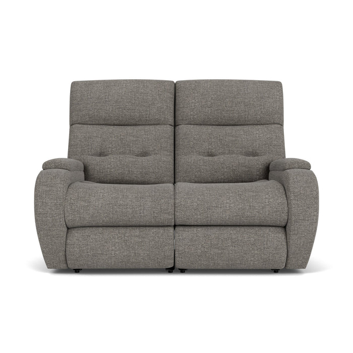 Strait Fabric Power Reclining Loveseat with Power Headrests