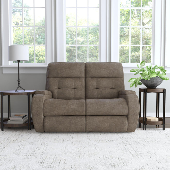 Strait Leather Power Reclining Loveseat with Power Headrests