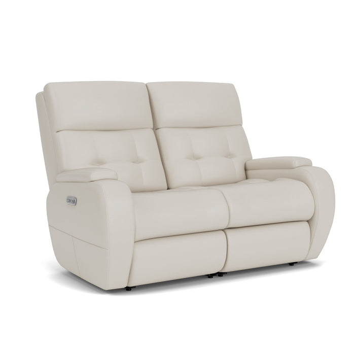 Strait Leather Power Reclining Loveseat with Power Headrests