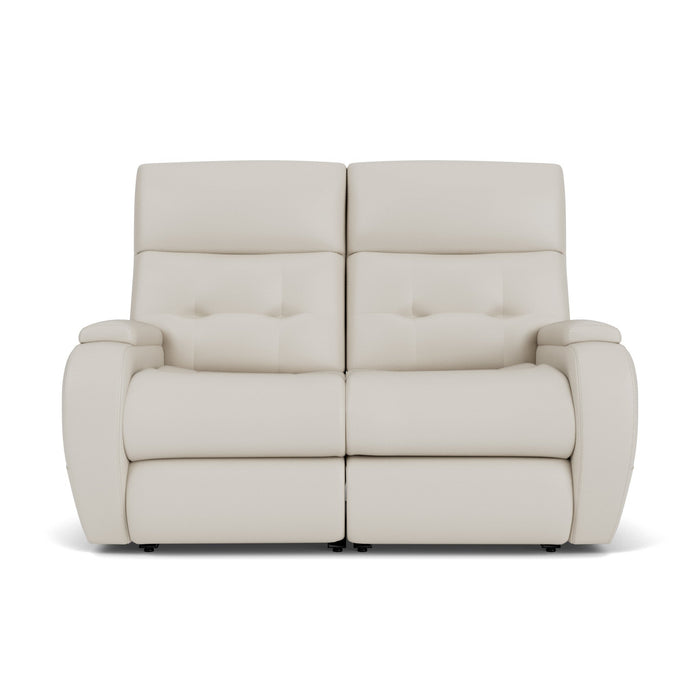 Strait Leather Power Reclining Loveseat with Power Headrests