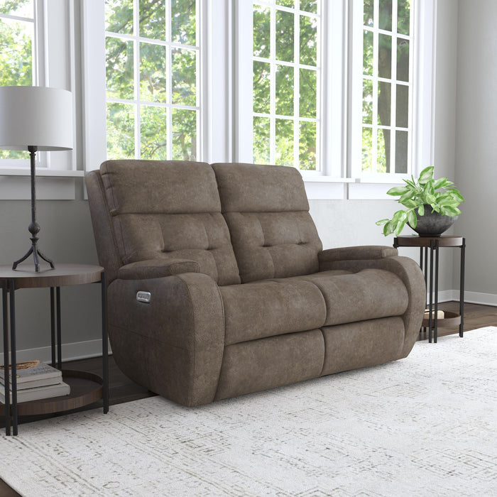 Strait Leather Power Reclining Loveseat with Power Headrests