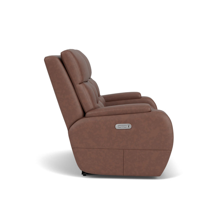 Strait Leather Power Reclining Loveseat with Power Headrests