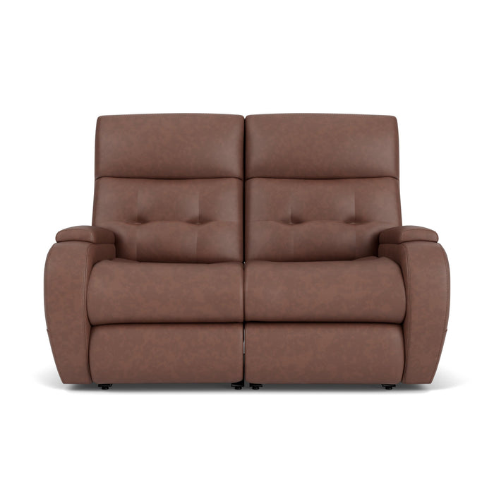 Strait Leather Power Reclining Loveseat with Power Headrests