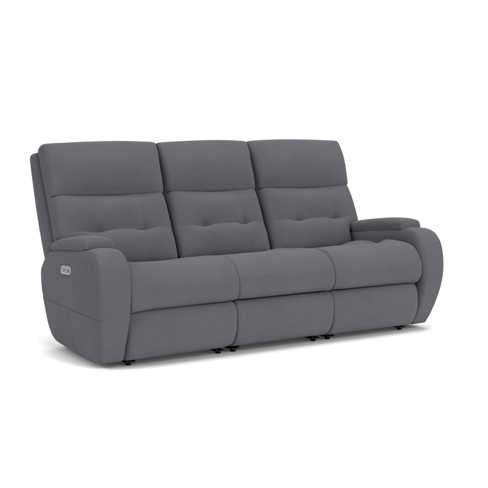 Strait Leather Power Reclining Sofa with Power Headrests