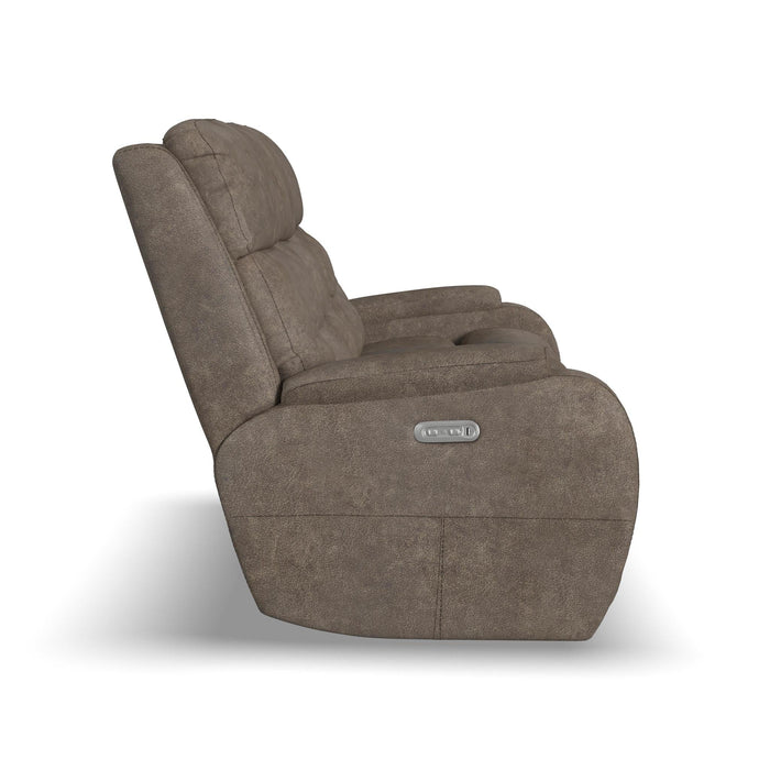 Strait Leather Power Reclining Sofa with Power Headrests