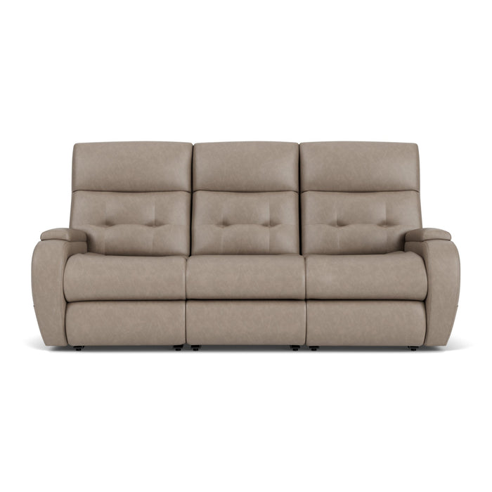 Strait Leather Power Reclining Sofa with Power Headrests