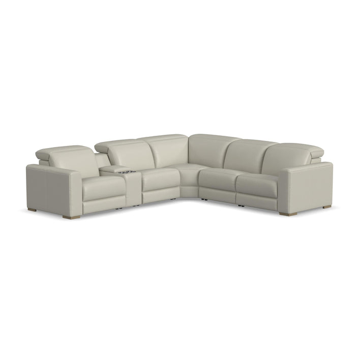 Aurora Leather Power Reclining Sectional with Power Headrests