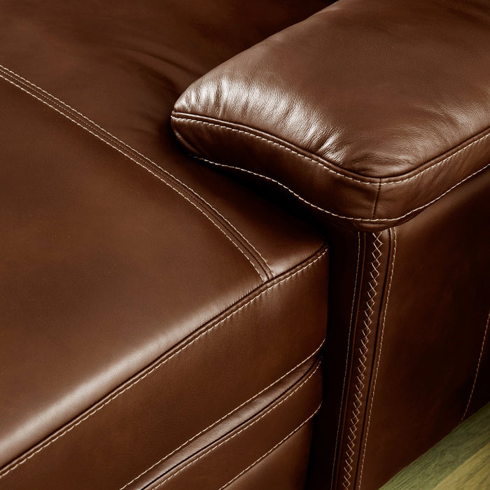 David Pecan Leather Sectional