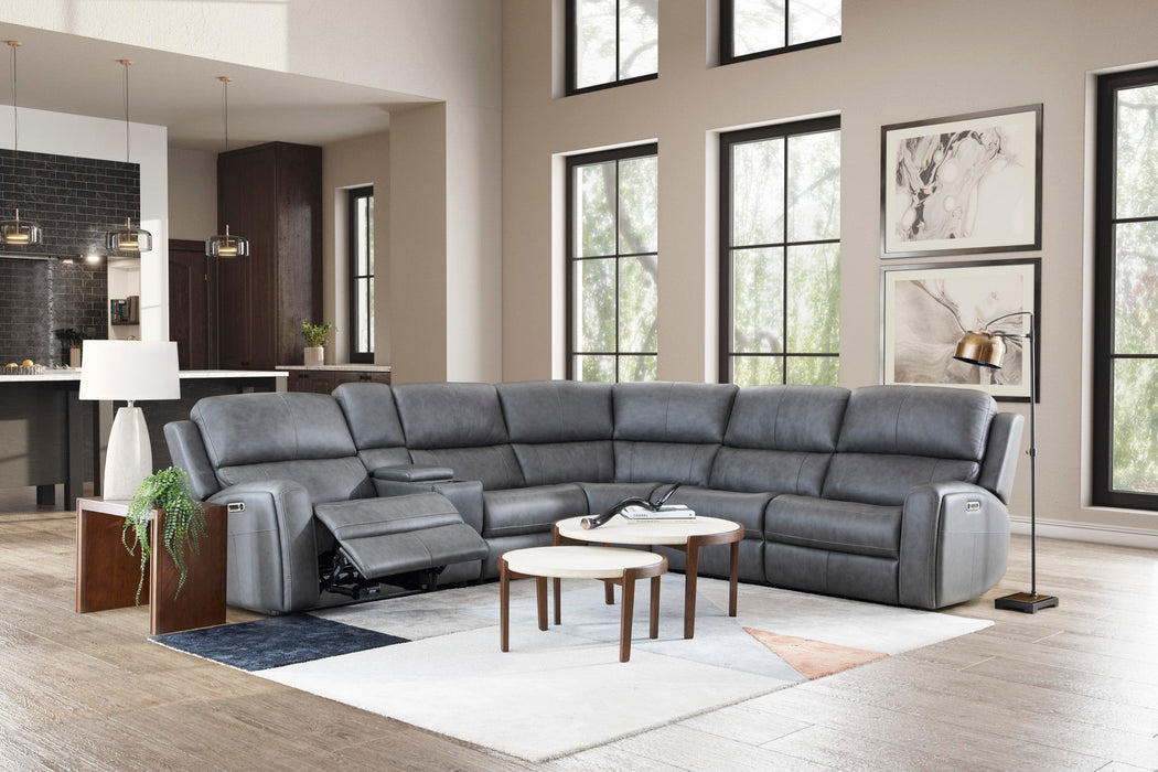 Linden Leather Power Reclining Sectional with Power Headrests & Lumbar