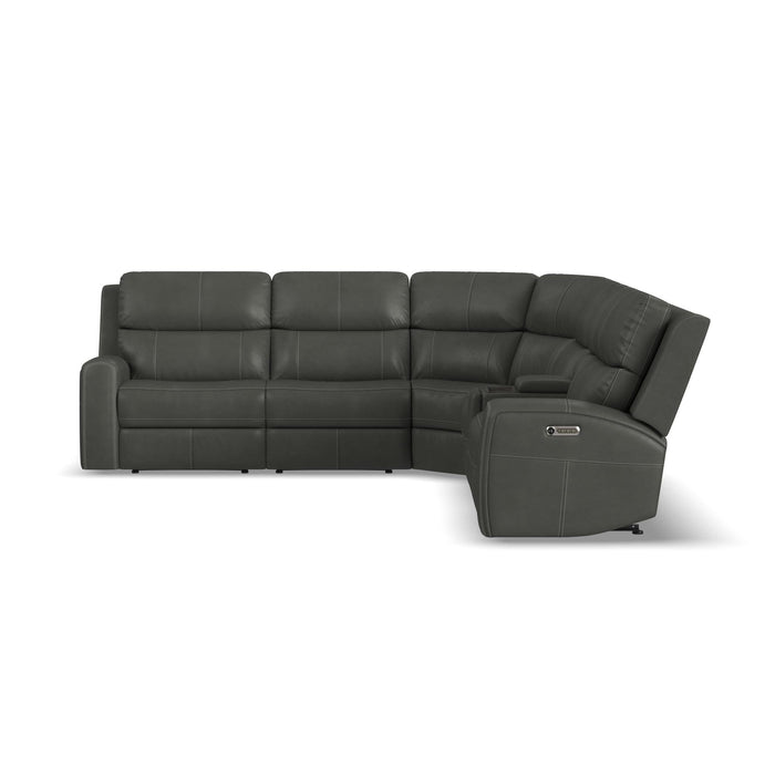 Linden Leather Power Reclining Sectional with Power Headrests & Lumbar