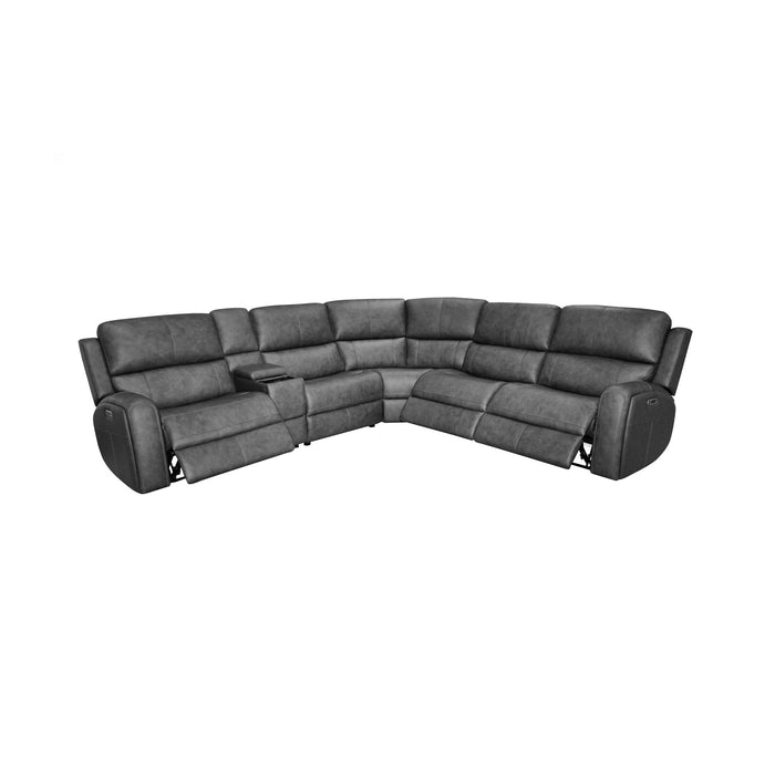 Linden Leather Power Reclining Sectional with Power Headrests & Lumbar