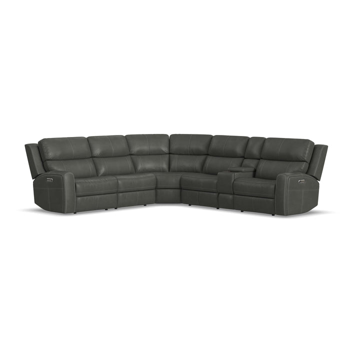 Linden Leather Power Reclining Sectional with Power Headrests & Lumbar